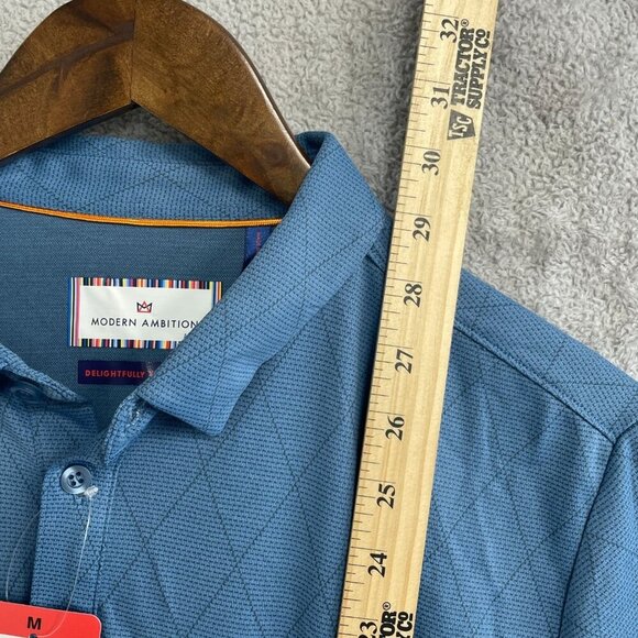 NEW Modern Ambition Men's M Delightfully Technical Polo Shirt Blue Cotton - Picture 4 of 9